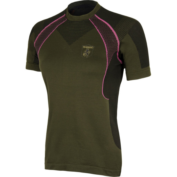 Trabaldo maglia Tecnica Gaia donna verde con inserti fucsia