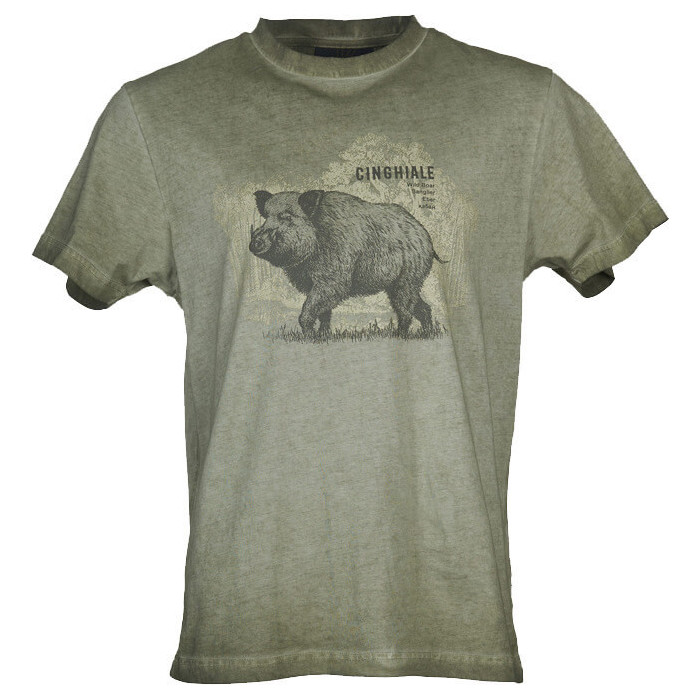 Univers - T-Shirt verde con stampa Cinghiale