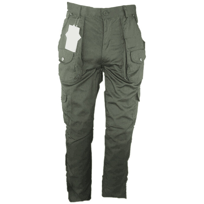 Pantalone cotone verde multitasche da caccia