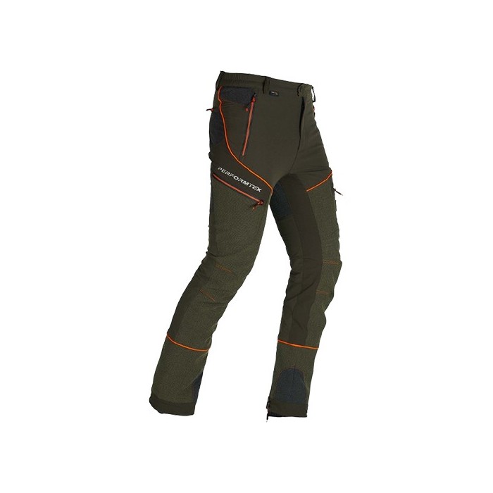 Univers - Pantalone da caccia Racer in cordura verde con inserti arancio