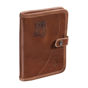 Riserva - porta licenza in pelle stampa cinghiale 9x12,5 cm marrone