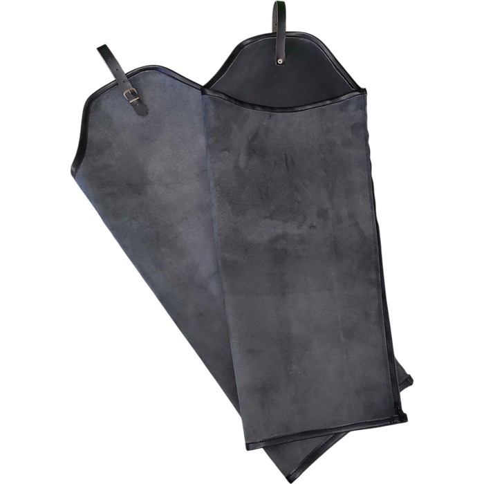 Cosciali in cuoio scamosciato con zip neri