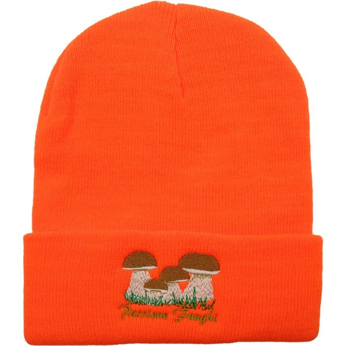 Berretto arancio con stampa Funghi