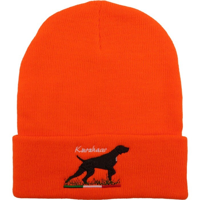 Berretto arancio con stampa Kurzhaar