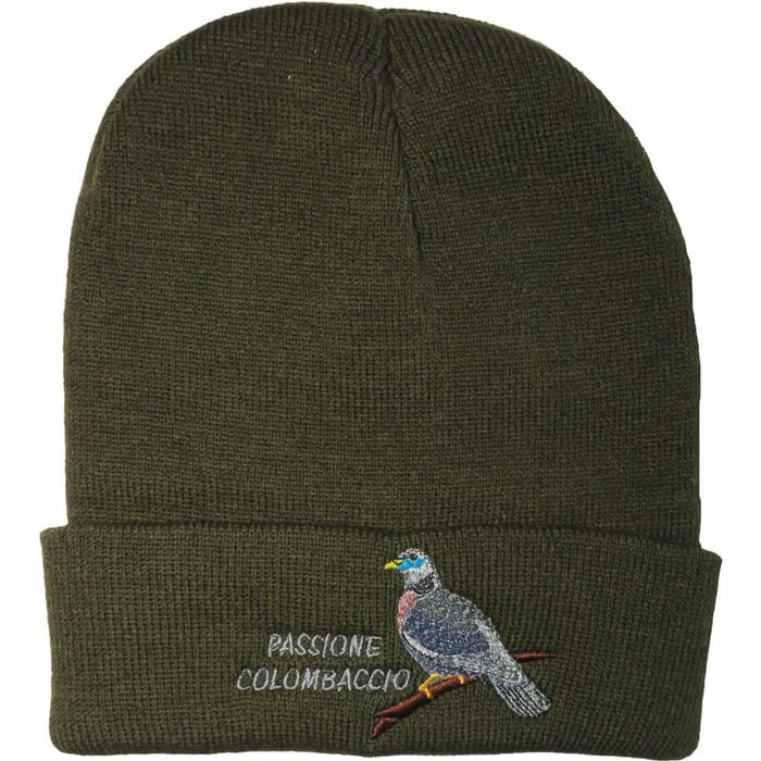 Berretto verde con stampa Colombaccio