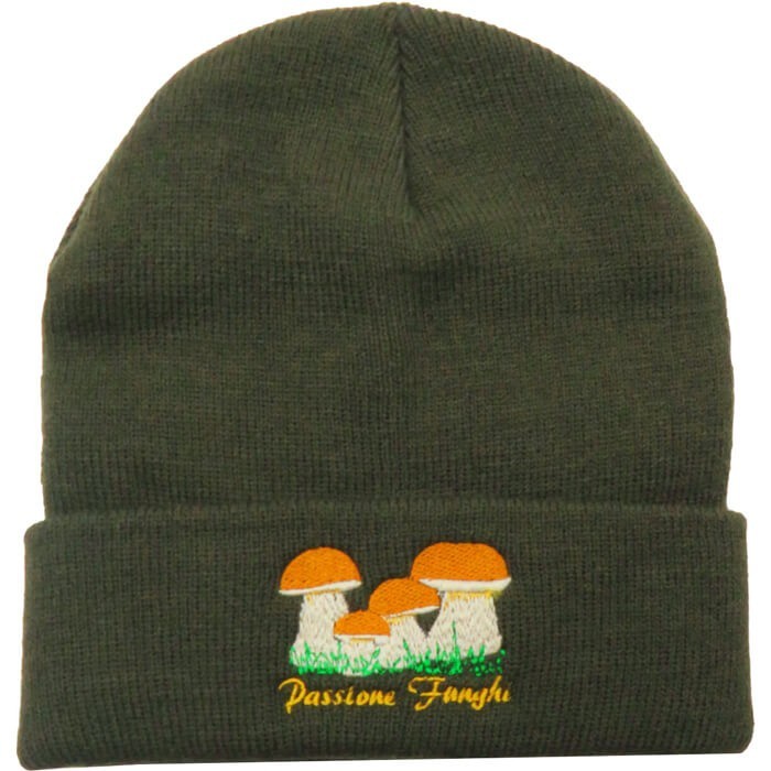 Berretto verde con stampa Funghi