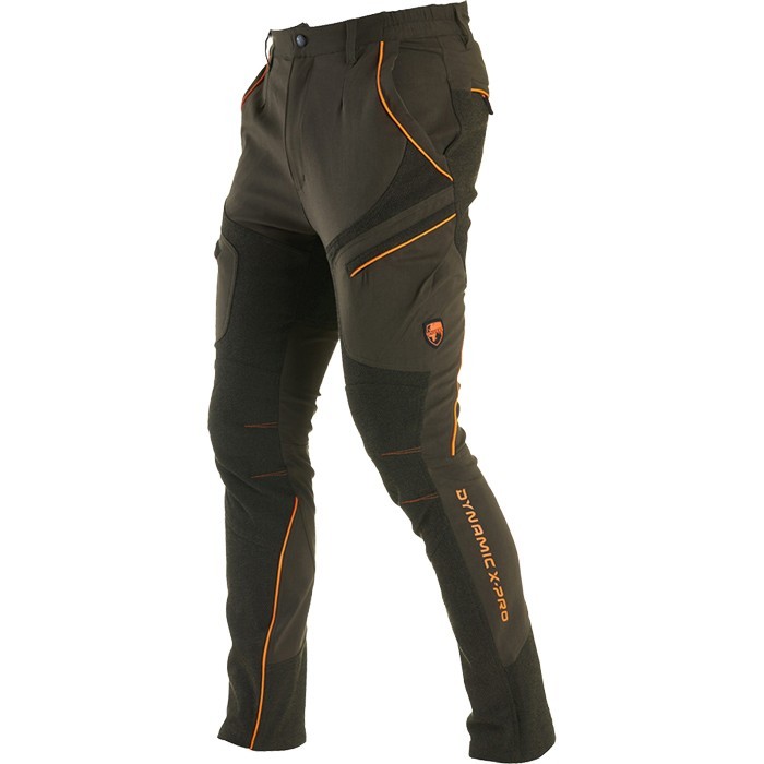 Univers - Pantalone Alpi elasticizzato verde con inserti arancio