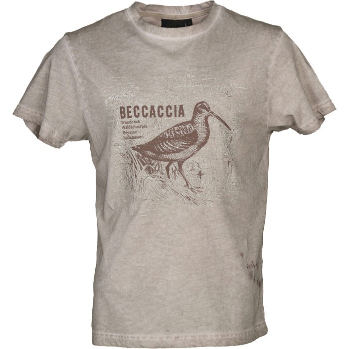 Univers - T-Shirt beige con stampa Beccaccia