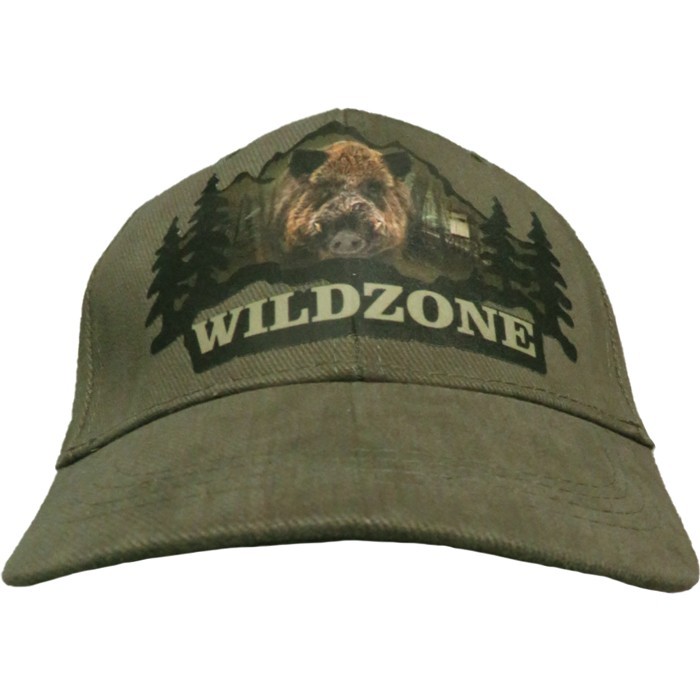 Cappellino Wild Zone verde con stampa cinghiale