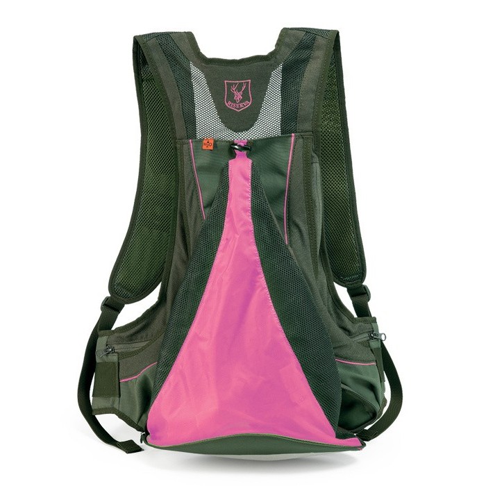 Riserva - gilet trisacca caccia donna in nylon verde con inserti magenta