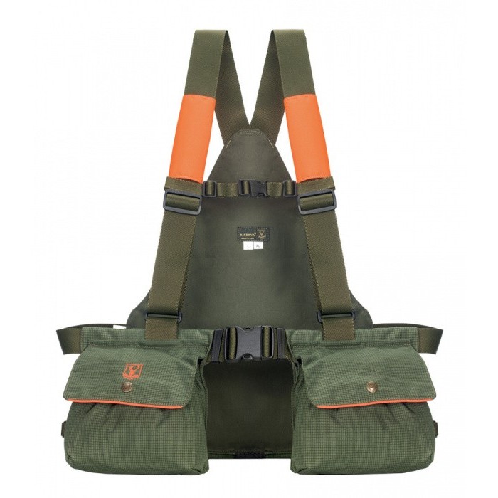 Riserva - gilet trisacca tecnica in cordura ripstop verde e arancio