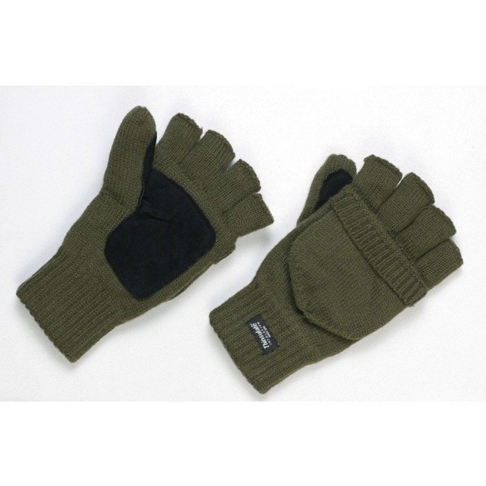 Guanti Thinsulate a ½ dita con cappuccio verde