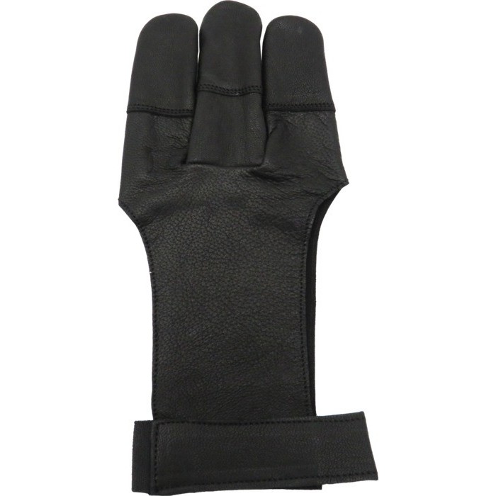 Guantino in pelle nera a tre dita per arciere