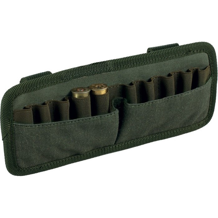 Riserva - giberna portacolpi verde con passanti sul retro 10 celle per cal. 36/410