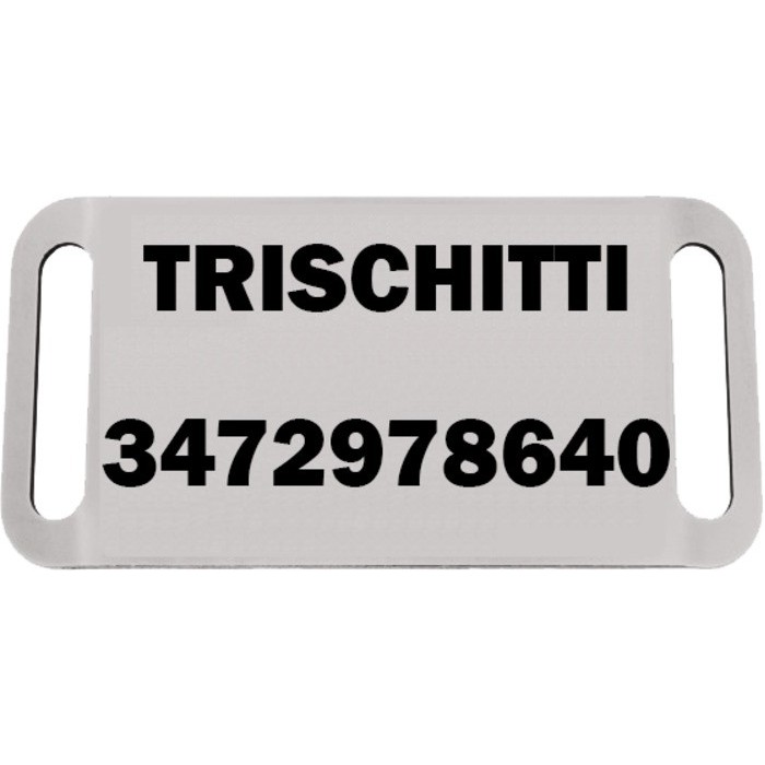 Targhetta rettangolare per cane in acciaio inossidabile grande