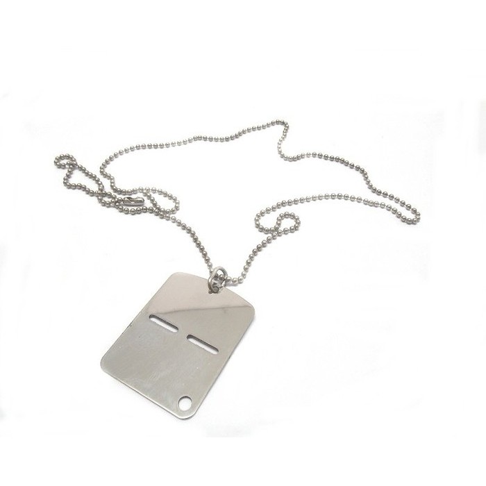 Targhetta metallica italiana grigia con catena a pallini