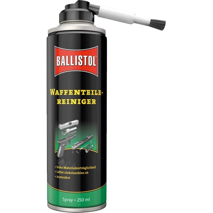 Olio Ballistol spray detergente per parti di armi con spazzolino in nylon 250 ml