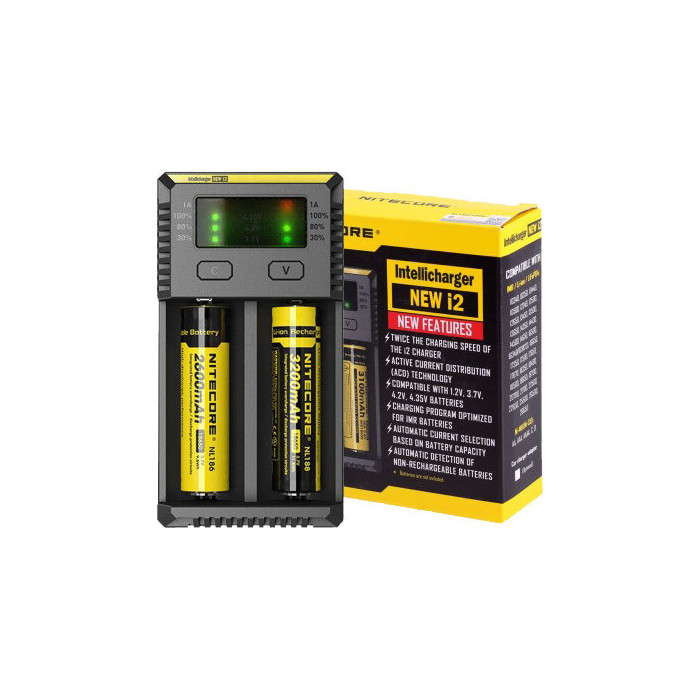 Carica batterie a led Nitecore New I2 per batteria a litio 18650