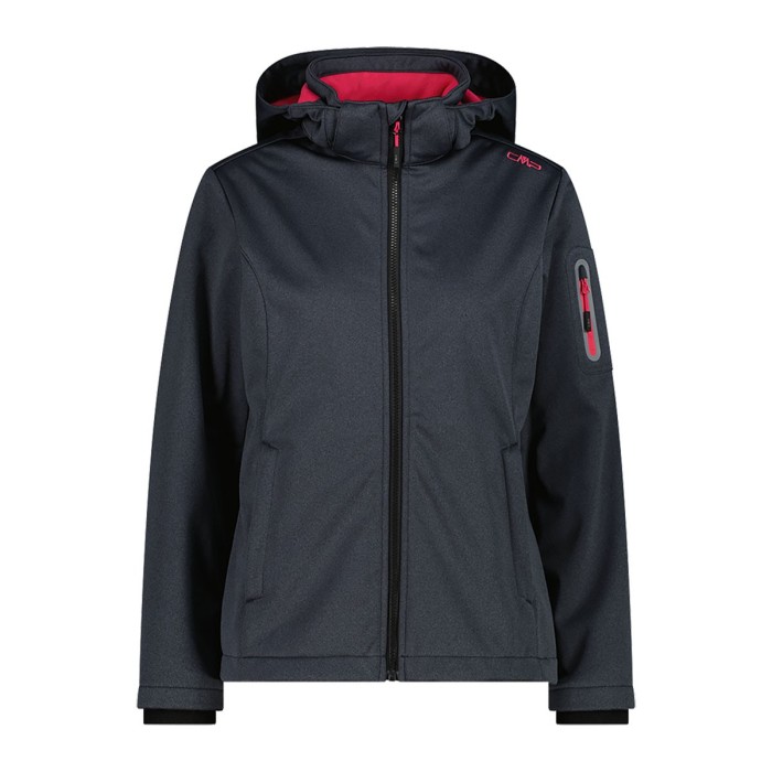 Giacca softshell CMP Zip Hood donna antracite peonia