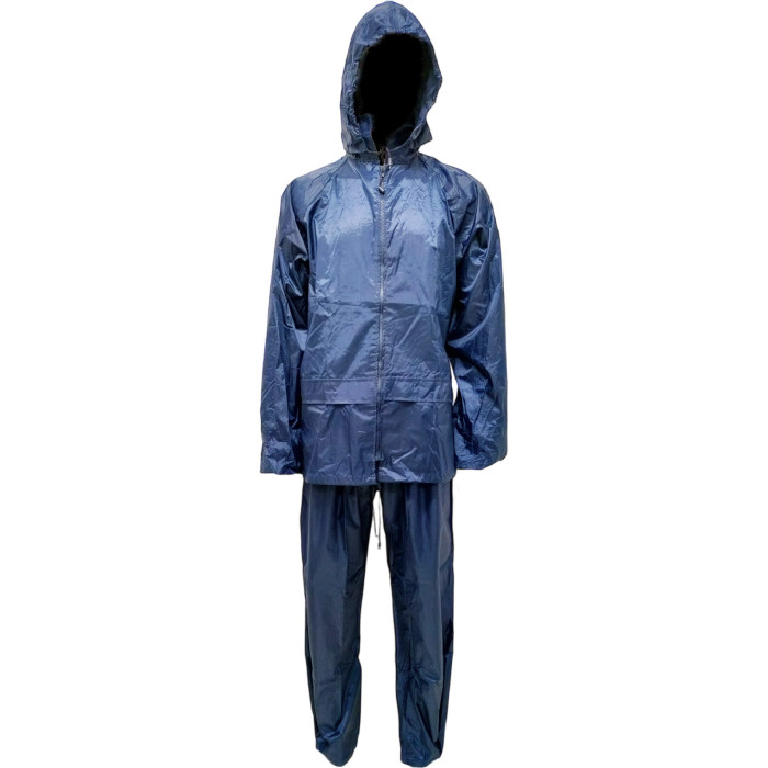 Completo giacca e pantalone cerati impermeabili colore blu L